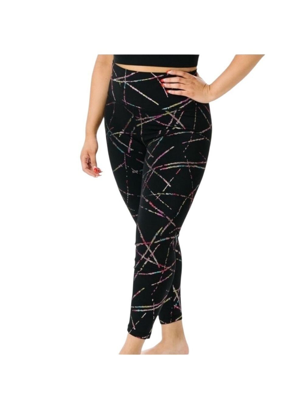 Zyia High Rise Abstract Metallic 7/8 Leggings Size 6-8